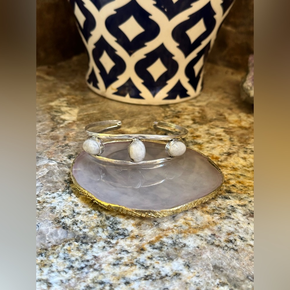 Silver Moonstone Cuff Bracelet